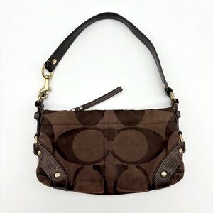 Coach Brown Signature Canvas and Leather Baguette bag
